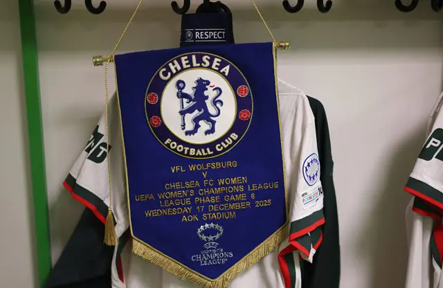 Shirts hanging in the Chelsea changing room