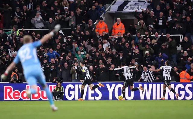 Lewis Miley of Newcastle United celebrates