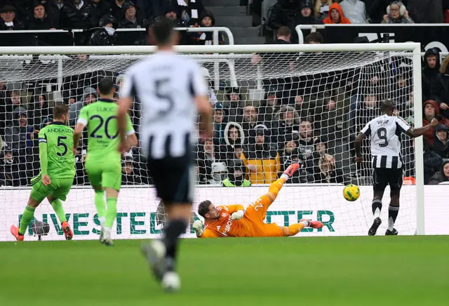 Yoane Wissa of Newcastle United scores his team's first goal