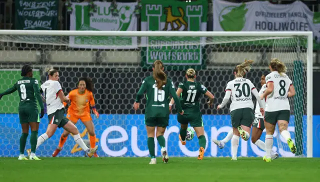 VfL Wolfsburg's Alexandra Popp scores their first
