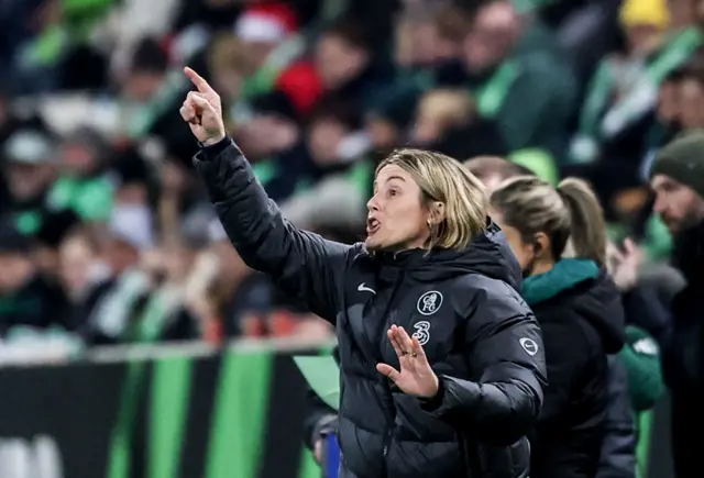Chelsea head coach Sonia Bompastor reacts