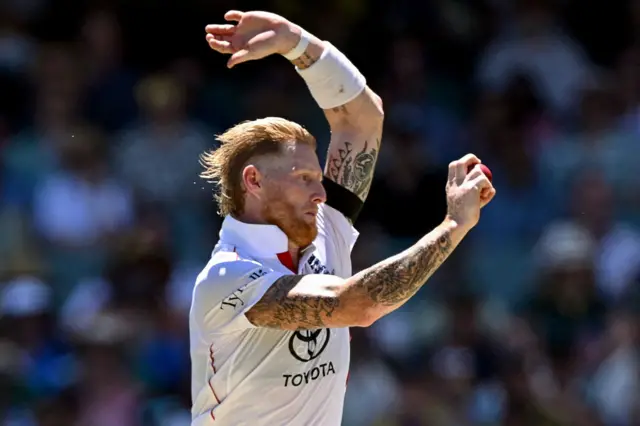 Ben Stokes bowls