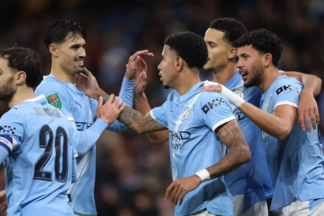 Savinho of Manchester City celebrates