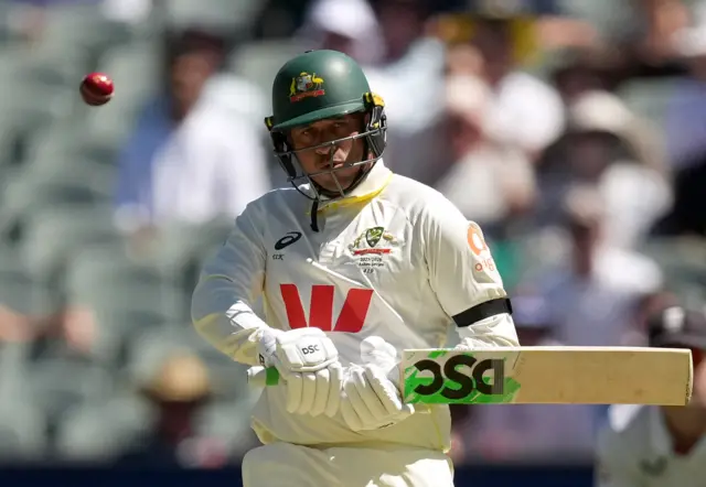 Australia's Usman Khawaja in action