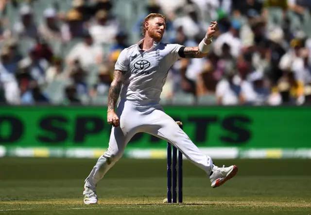 Ben Stokes bowls