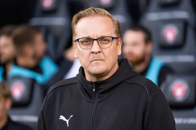 Kups' Finnish head coach Jarkko Wiss is pictured during the UEFA Europa League playoff first leg match between FC Midtjylland and KuPS Kuopio in Herning, Denmark.