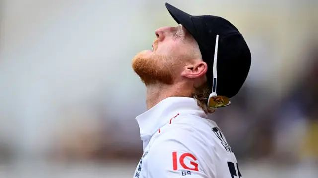Ben Stokes looks to the sky