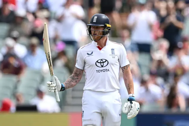Ben Stokes celebrates his half-century