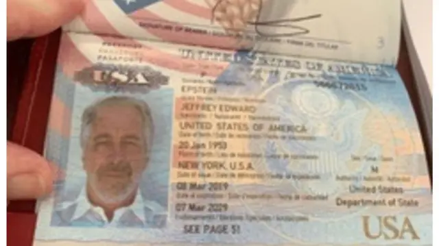 image of Epstein's passport