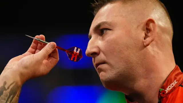 Nathan Aspinall throws a dart