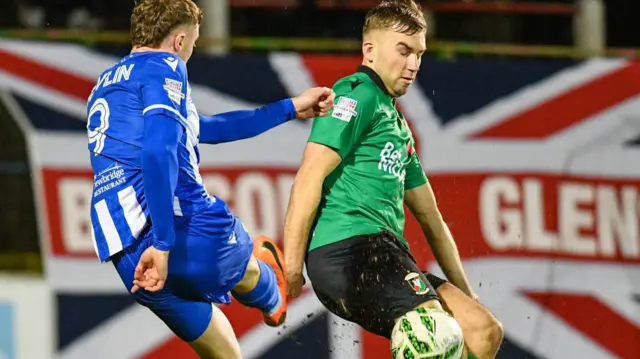 Action from Glentoran v Coleraine