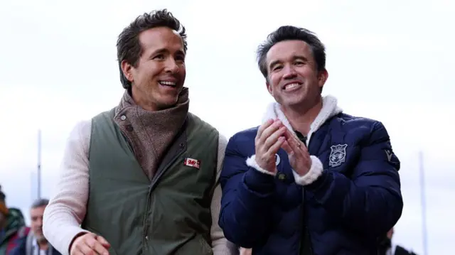 Wrexham owners Ryan Reynolds and Rob Mac at a recent game