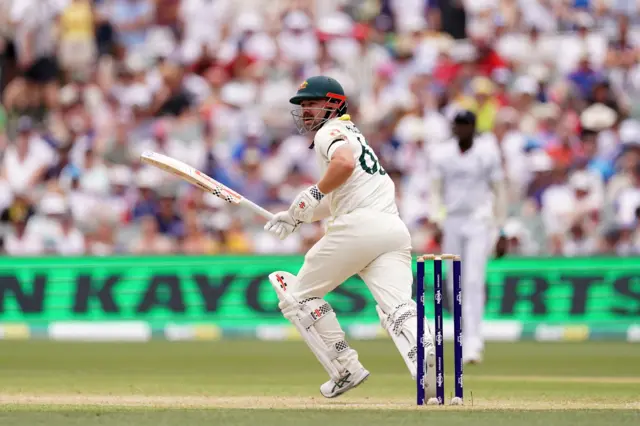 Australia's Travis Head bats on day three of the third NRMA Insurance Ashes Series 2025 test at the Adelaide Oval, Australia