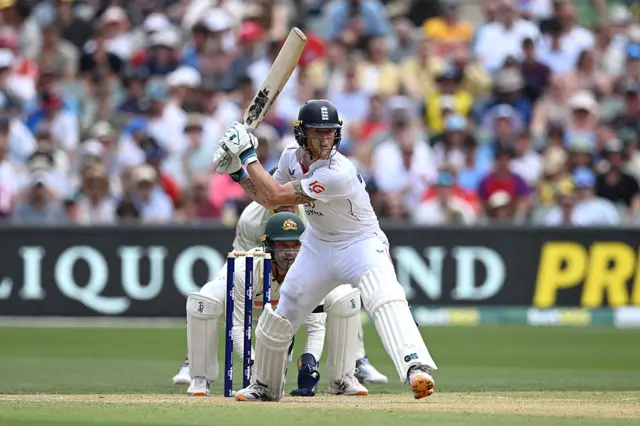 Ben Stokes reverse sweeps for four