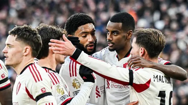 Liverpool celebrate against West Ham