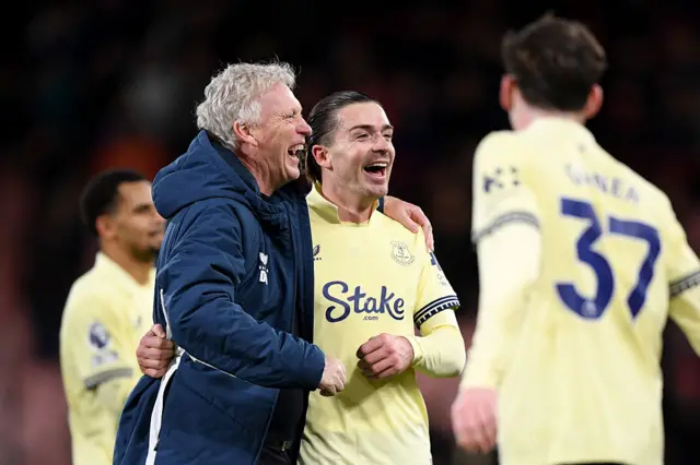 David Moyes and Jack Grealish embrace
