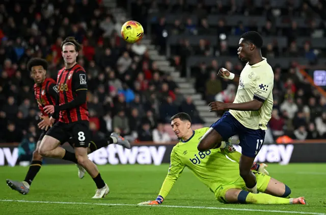 Djordje Petrovis charges down Thierno Barry's shot