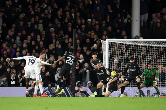 Samuel Chukwueze of Fulham scores his team's fourth goal