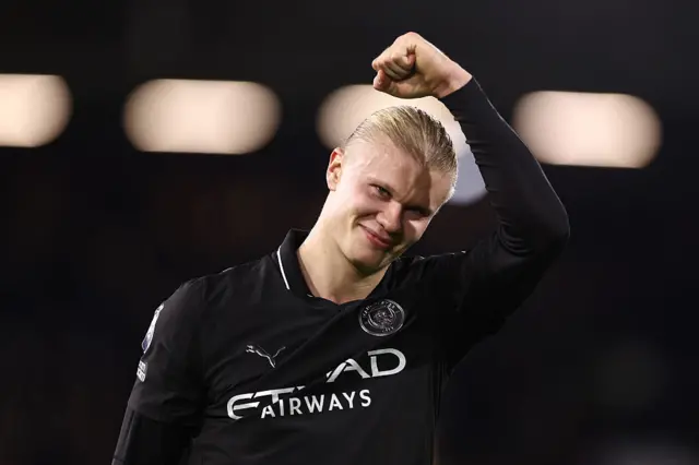 Erling Haaland of Manchester City celebrates victory