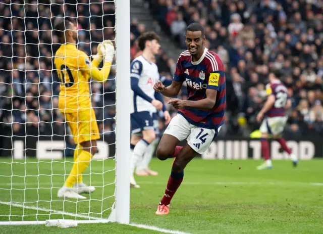 Alexander Isak celebrating at Tottenham last season