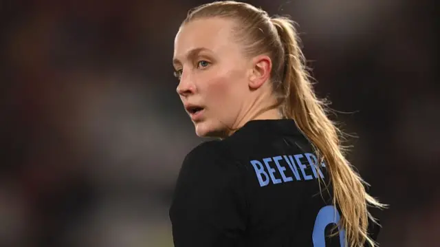 Aggie Beever-Jones of England looks on during the Women's international friendly match between England and Ghana at St Mary's Stadium on December 02, 2025 in Southampton, England