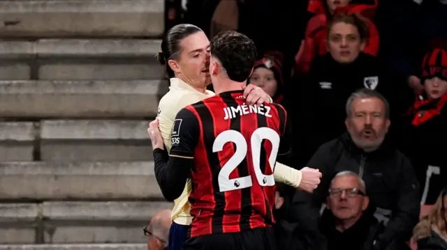 Jack Grealish and Alejandro Jimenez clash