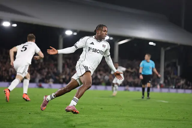 Samuel Chukwueze celebrates his second goal