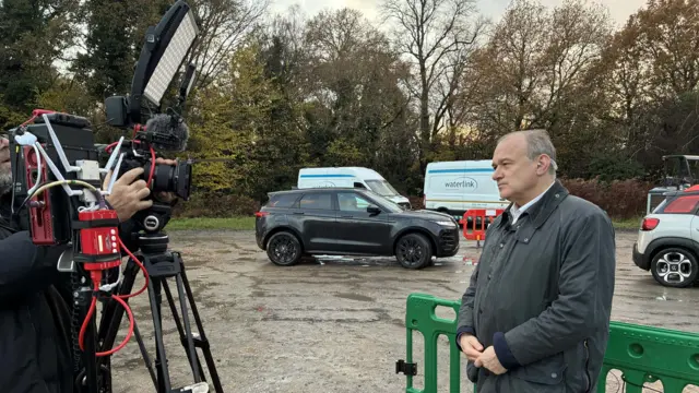 Sir Ed Davey doing a TV interview.