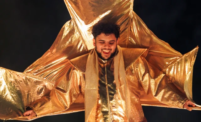 Performer in a golden costume