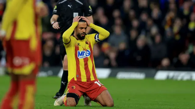 Watford's Imran Louza has his head in his hands after a chance goes begging