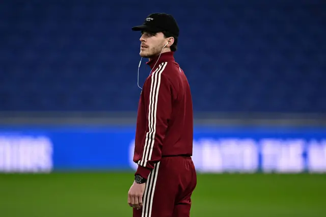 Declan Rice on pitch at Hill Dickinson Stadium
