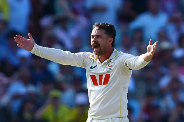 Travis Head appeals for a wicket