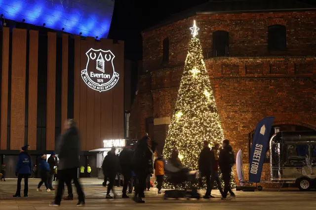 Christmas tree outside Hill Dickinson Stadium