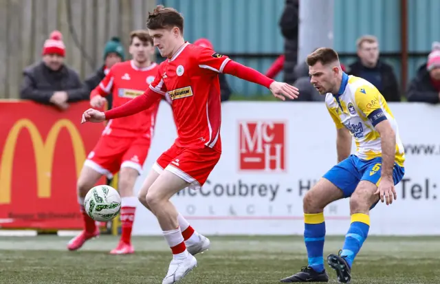 Actiomn between Cliftonville and Bangor