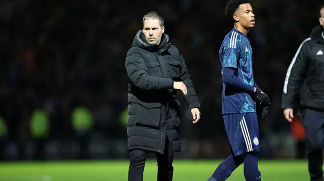 Leicester boss Marti Cifuentes at full-time at QPR