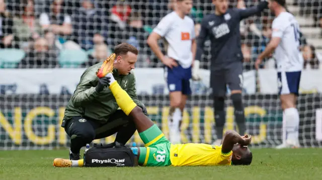 Amankwah Forson receives treatment at Deepdale