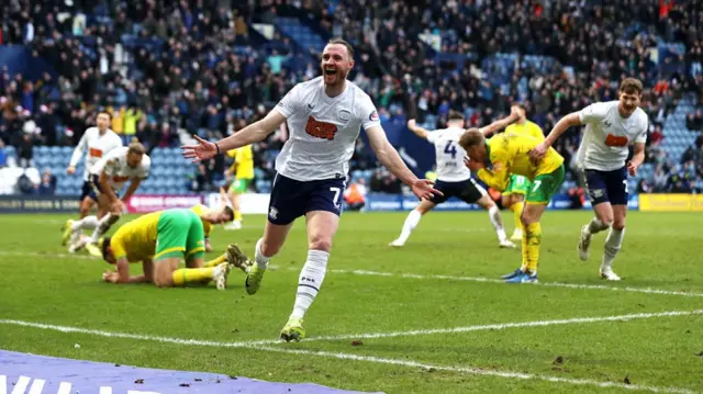 Will Keane celebrates his equaliser against Norwich