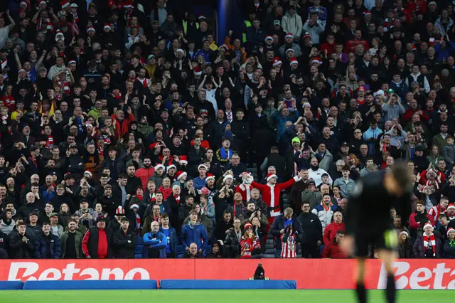 Fans of Sunderland show their support during the Premier League match between Brighton & Hove Albion and Sunderland at Amex Stadium on December 20, 2025 in Brighton, England.