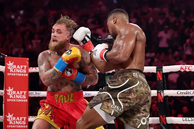 Jake Paul is punched by Anthony Joshua