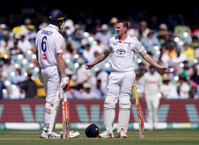 England's Zak Crawley and Harry Brook on day four of the third NRMA Insurance Ashes Series 2025 test at the Adelaide Oval, Australia