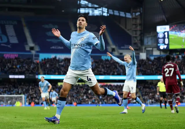 Manchester City's Tijjani Reijnders celebrates scoring their second goal