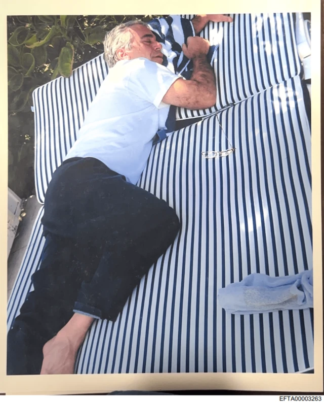 Epstein sleeps on sun lounger