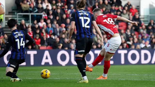 Emil Riis opens the scoring for Bristol City against Middlesbrough