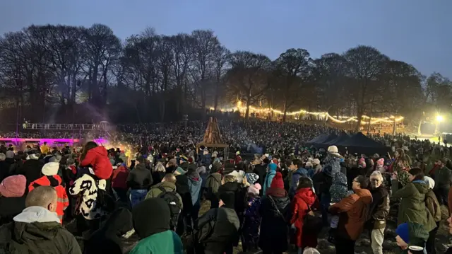 Crowds watching the show
