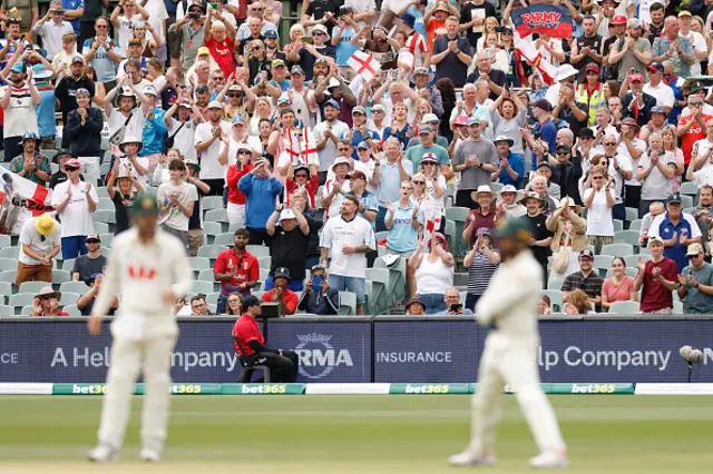 Barmy Army celebrate a boundary