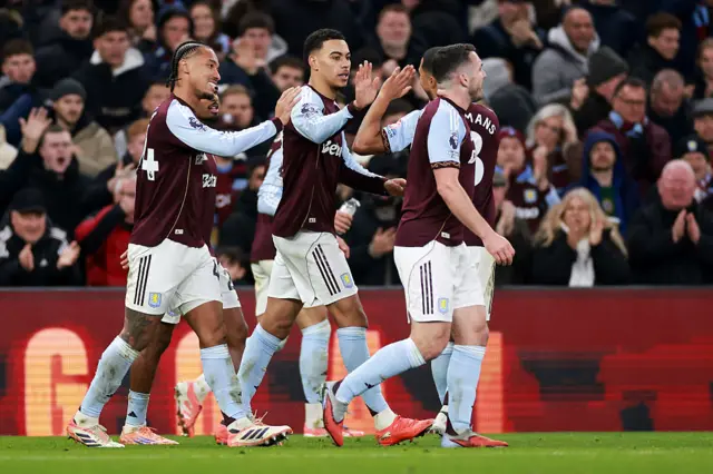 Morgan Rogers of Aston Villa celebrates scoring his team's second goal