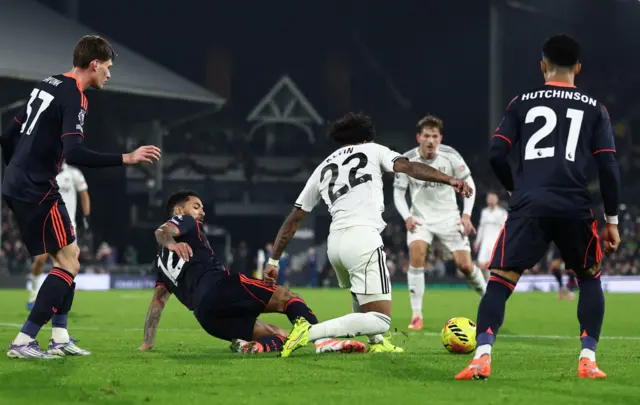 Nottingham Forest's Douglas Luiz fouls Fulham's Kevin to concede a penalty