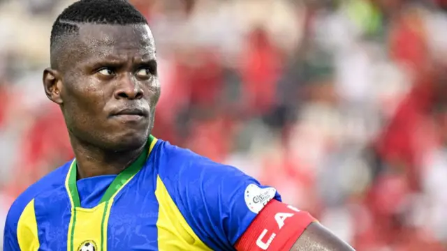Footballer Mbwana Samatta playing football for Tanzania
