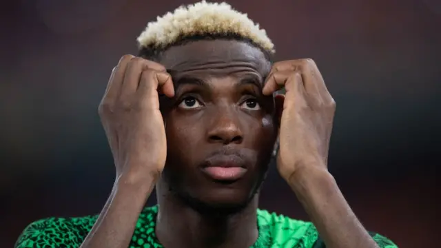 Footballer Victor Osimhen playing AFCON football for Nigeria