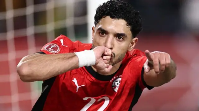 Man City forward Omar Marmoush scoring a goal for the Egypt football team at AFCON 2025